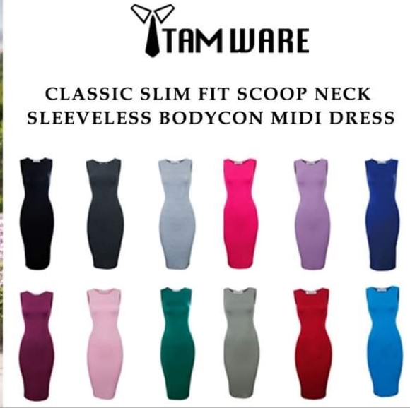 NWT Classic Slim Fit Sleeveless Bodycon Red Midi Dress Small - Picture 2 of 4